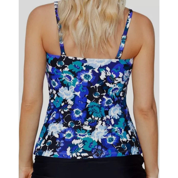Island Escape Women's Ruffled Underwire Tankini Top Swimwear Size 6 15241 - Picture 2 of 2